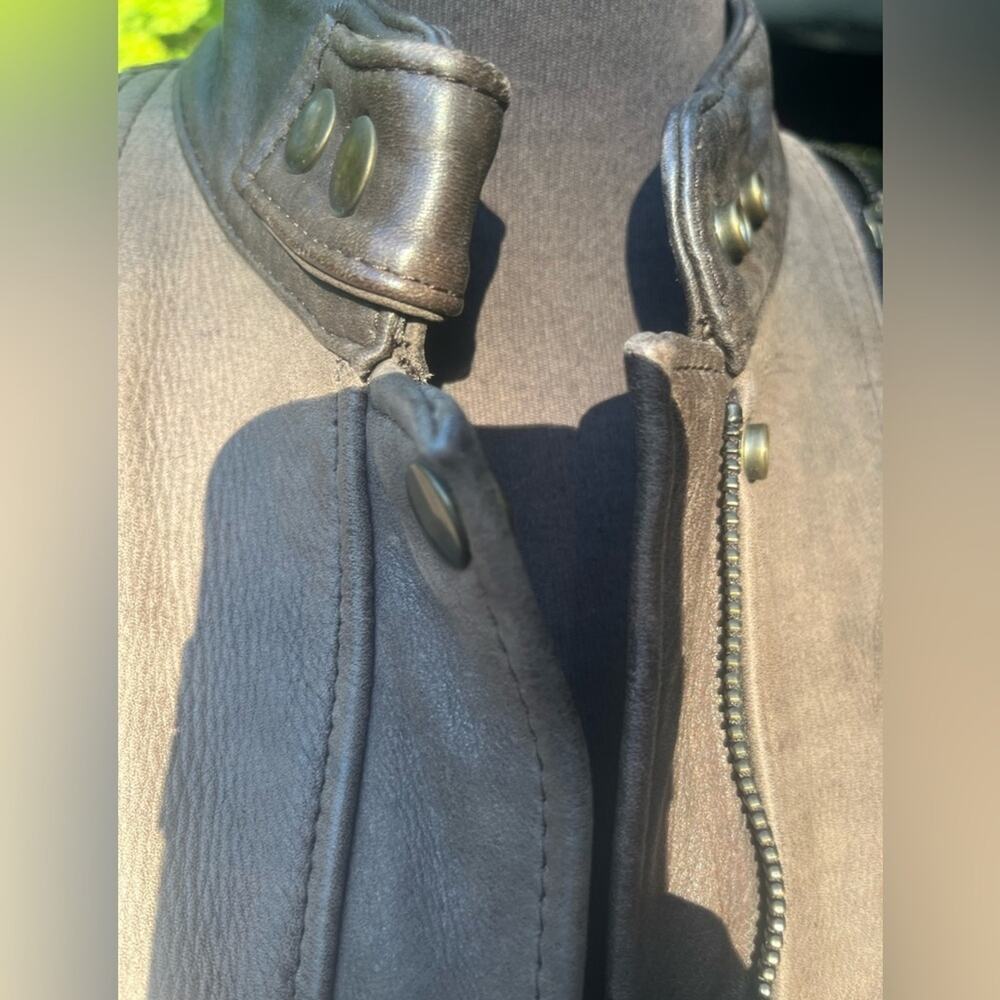 Vtg Hein Gericke Brown Moto Bikercore Grunge Worn In Edgy Leather Coat 40 - Picture 13 of 14